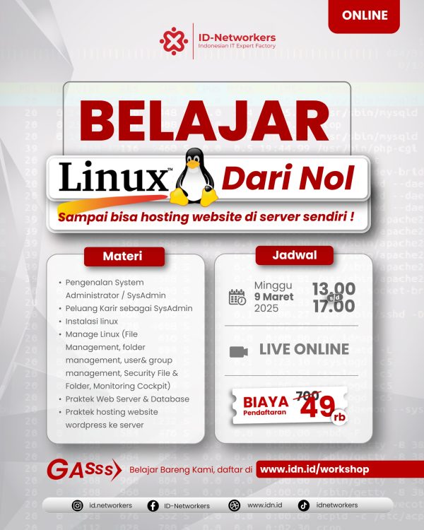 Online Workshop - Belajar Linux dari nol sampai bisa hosting website di server sendiri.